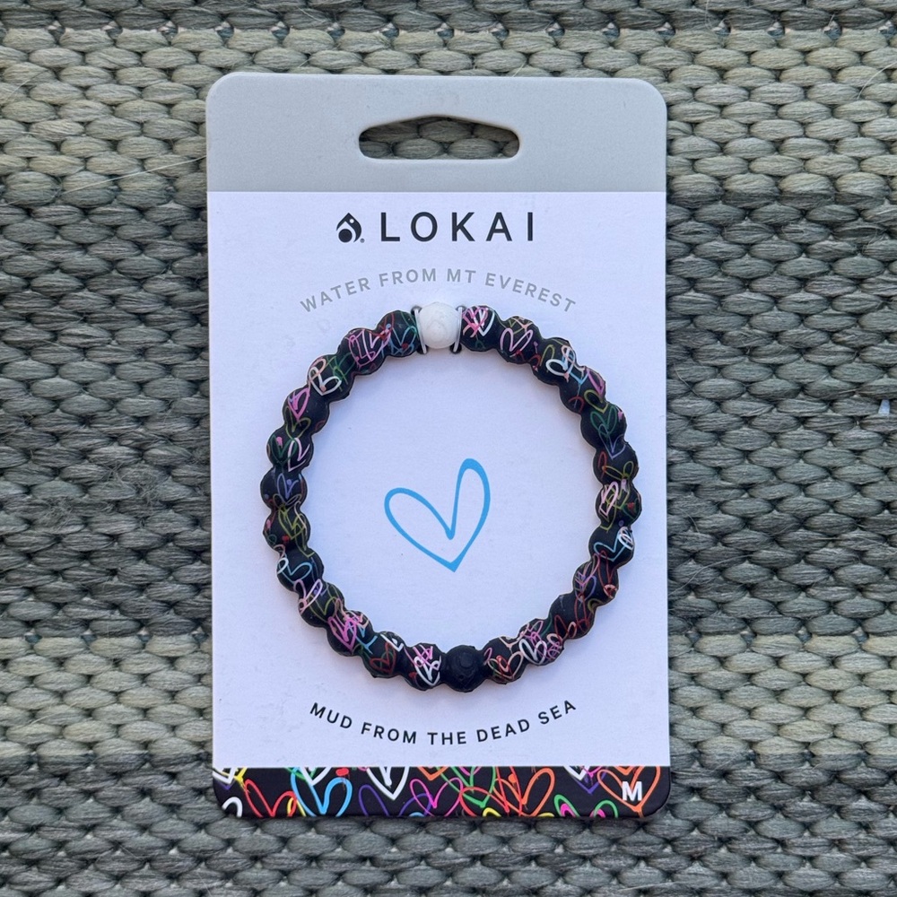 Lokai Bracelet Unisex Love Round Black Bracelet Water Resistant Size M 6.5in